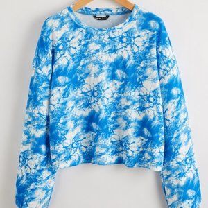 Blue long sleeve tie dye shirt